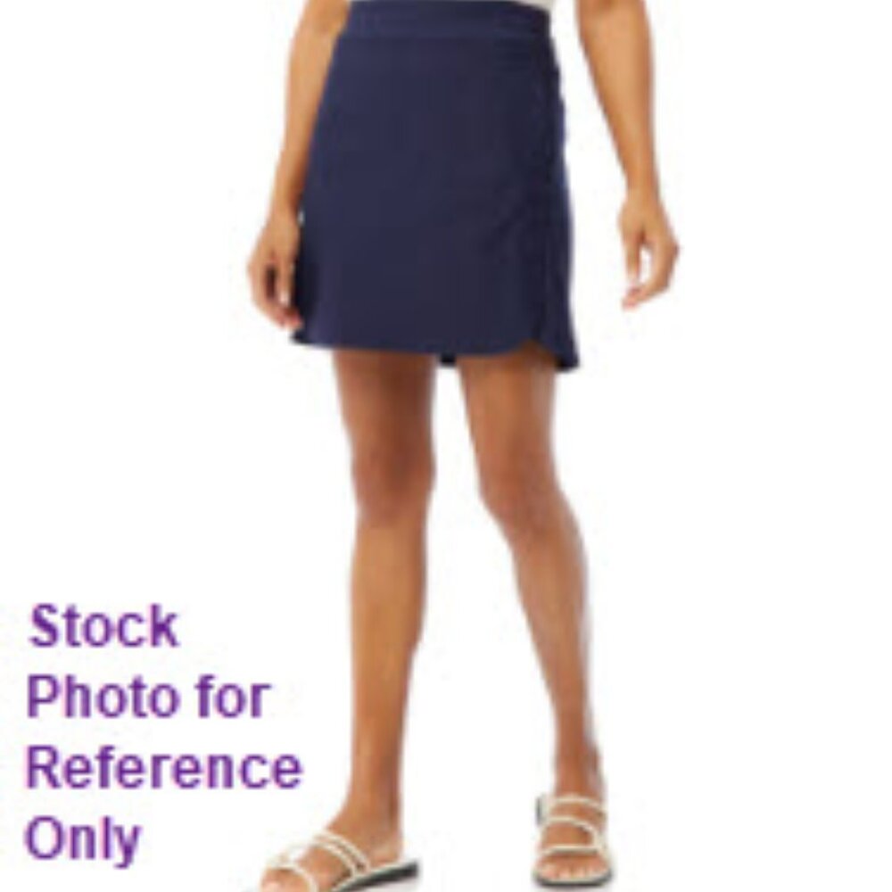 Tribal Pull-On Curved Hem Skort in Deep Blue